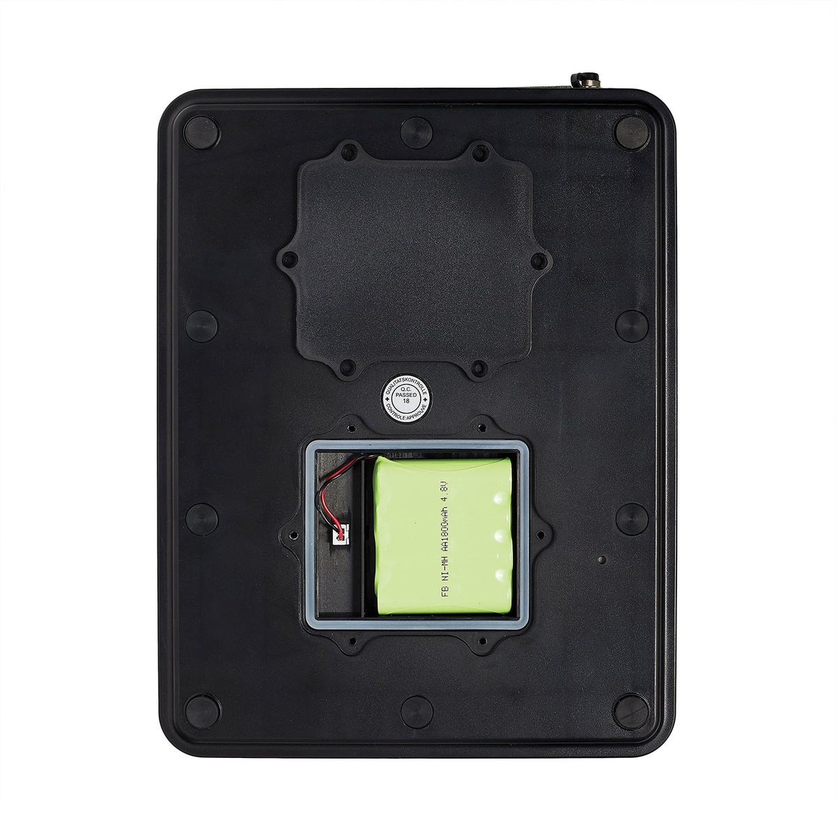 CDN SD1110X scale bottom view showing NI-MH 4.8V 1800mAh built-in rechargeable battery compartment
