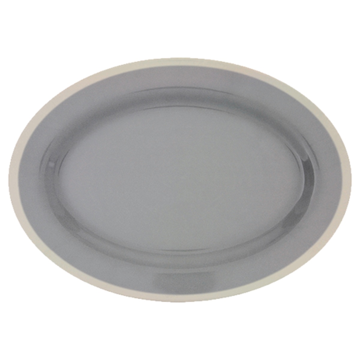 Thunder Group SD2121H 21 by 15 inch oval Graham melamine platter in gray with white rim