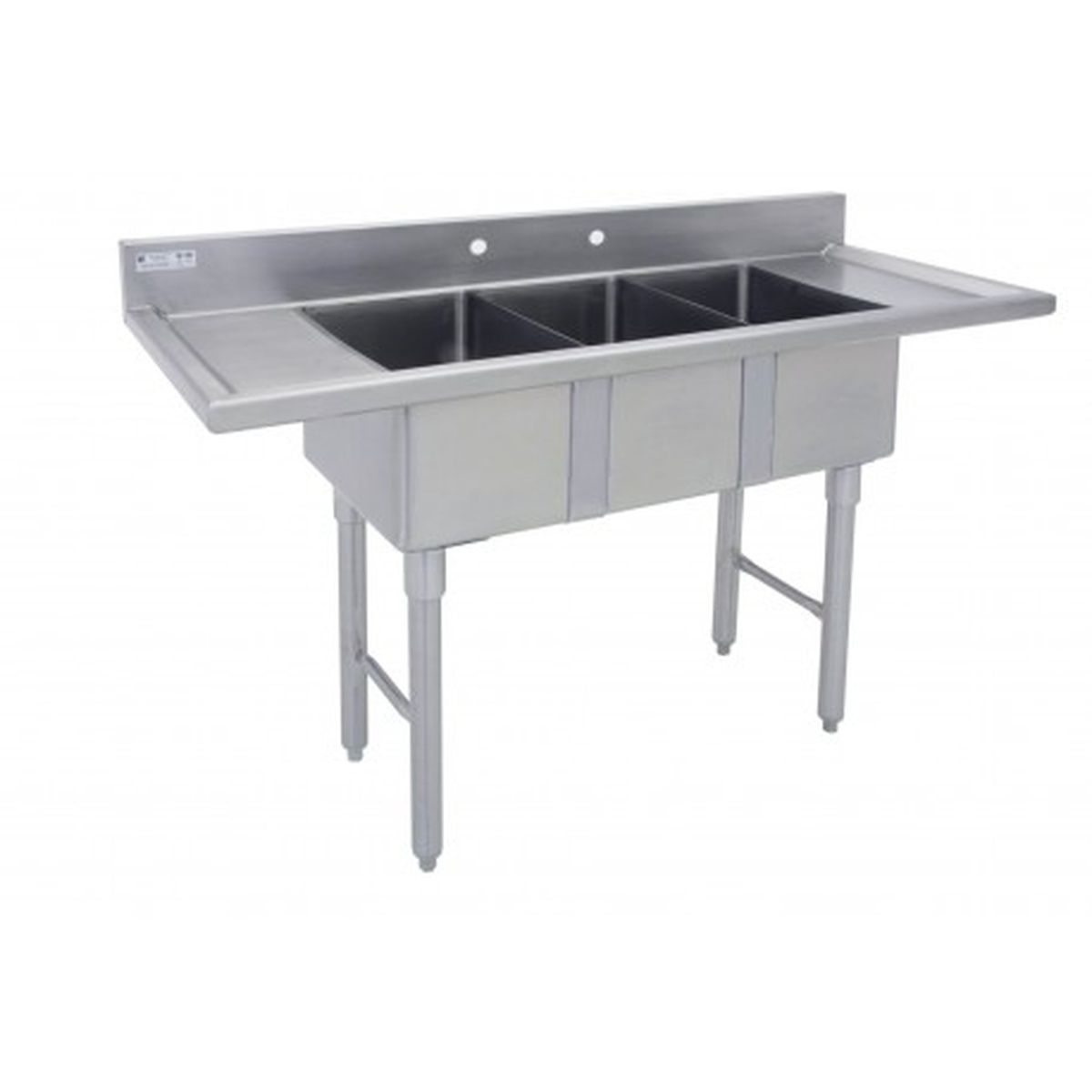 GSW USA SE10143DB5 three-compartment underbar sink with dual drainboards and stainless steel legs