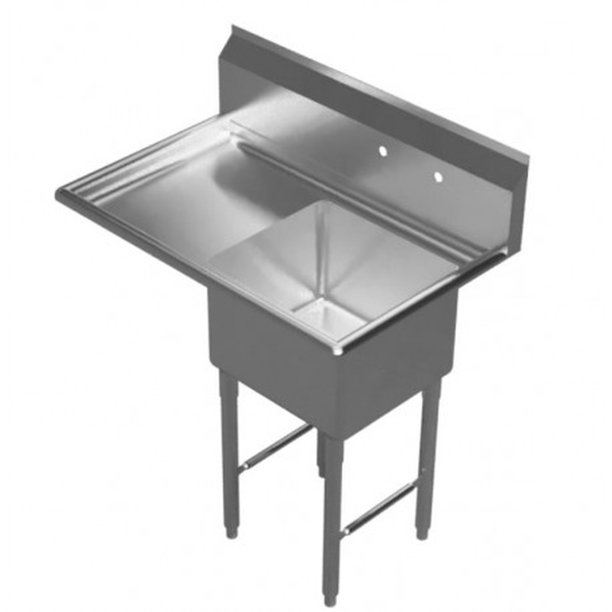 GSW USA SE18181L24 one-compartment stainless steel sink with left drainboard and crossbrace legs