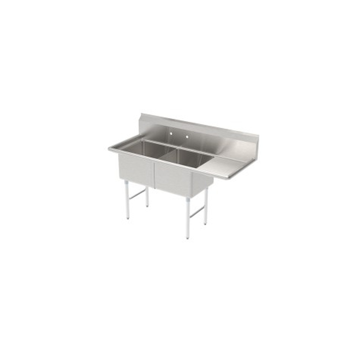 GSW USA SE18182R two-compartment stainless steel sink with right-side drainboard and cross-braced legs