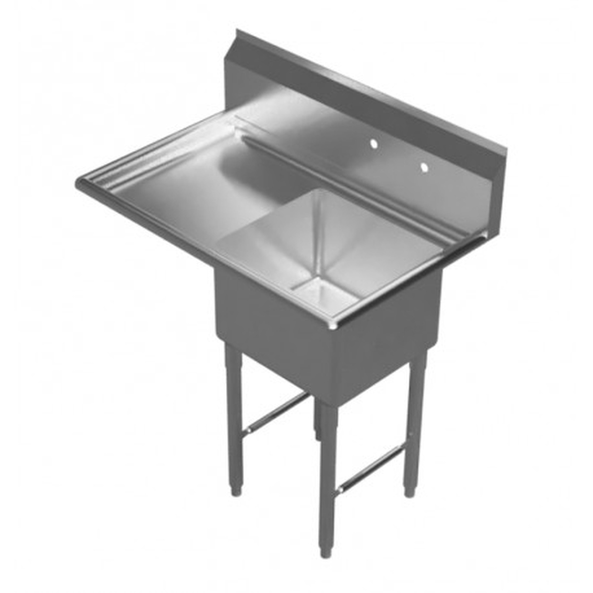 GSW USA SEE18181L stainless steel single compartment sink with left drain board and cross-braced legs