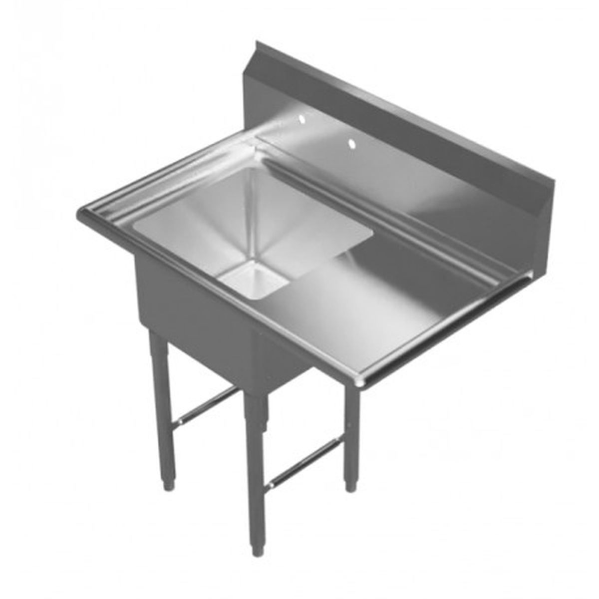 GSW USA SEE18181R stainless steel single compartment sink with right drain board and cross-braced legs