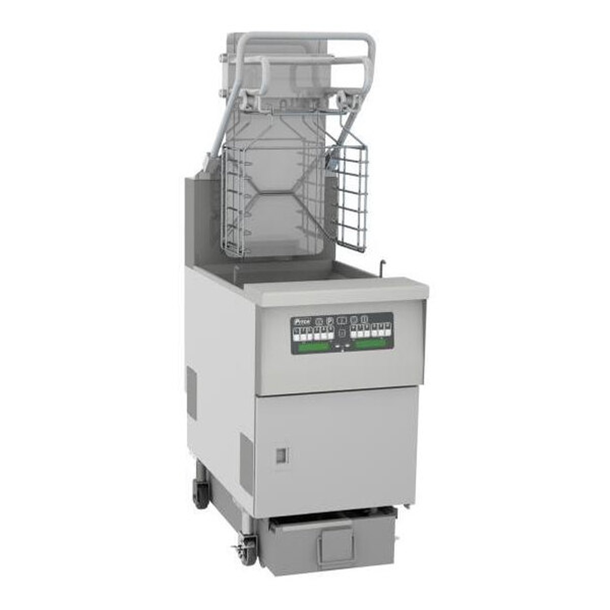 Pitco SFSGLVRF Solstice Supreme gas rack floor fryer with lift-assist rack system and computer controls