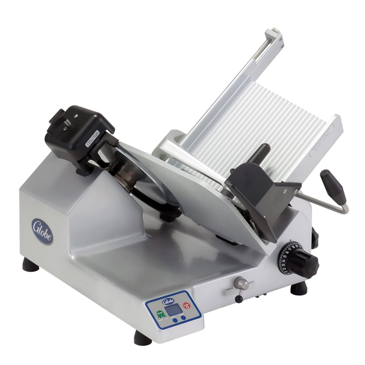 Globe SG13-05 manual slicer with angled carriage and control panel
