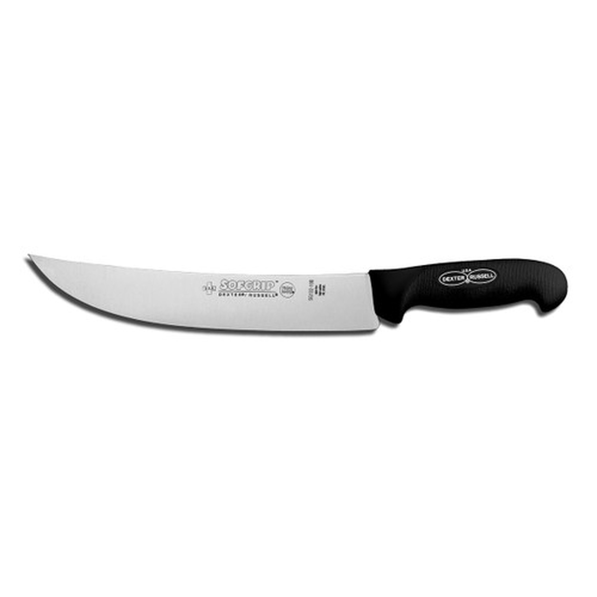 Dexter Russell SofGrip 10-inch Cimeter Knife with curved DEXSTEEL blade and black rubber handle