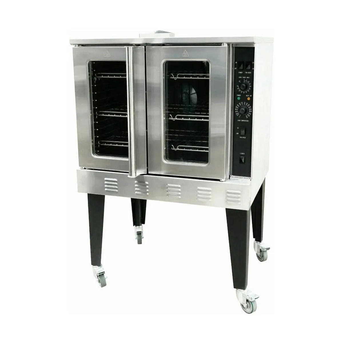 Serv-Ware SGCO-1 single deck gas convection oven with double glass doors and right-side control panel