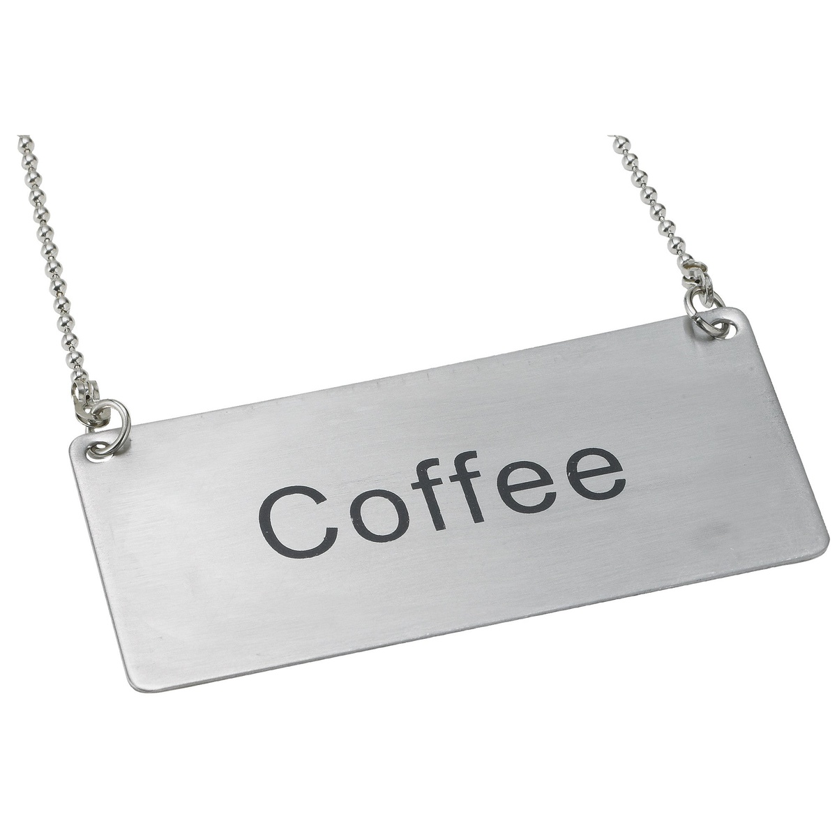 Winco SGN-203 stainless steel Coffee beverage chain sign with ball chain