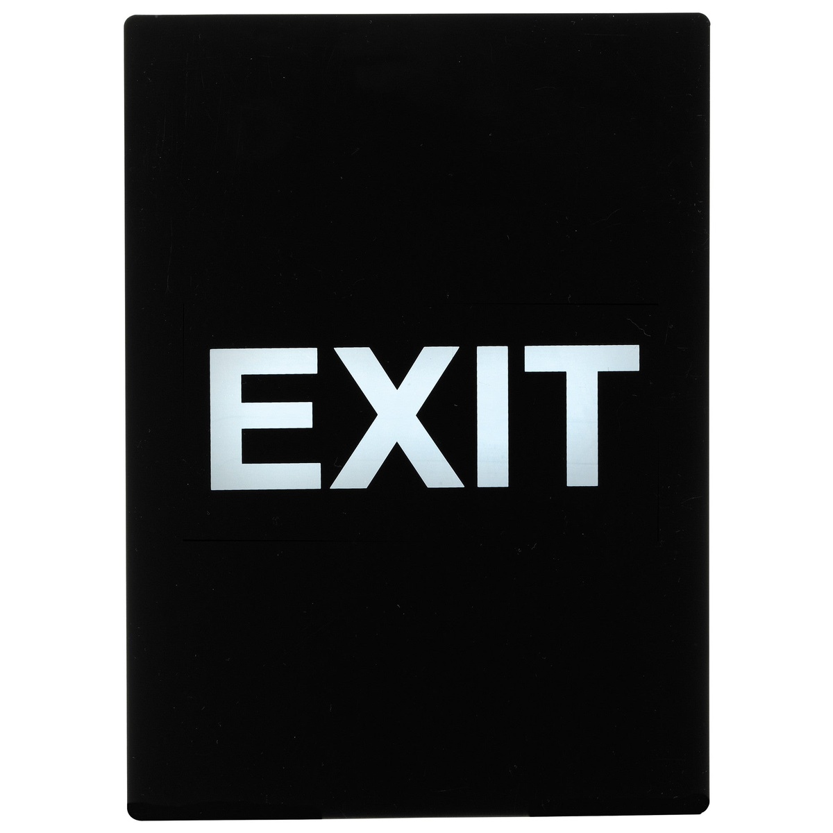 Winco SGN-805 Exit stanchion frame sign, black background with bold white EXIT text, vertical orientation