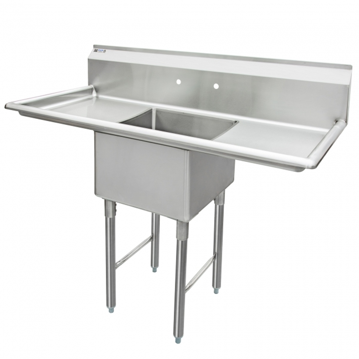 GSW USA SH24241D one-compartment stainless steel sink with left and right drain boards and cross-braced legs