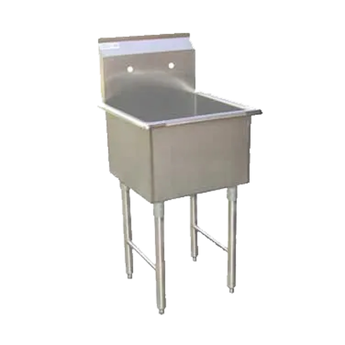 GSW USA SH24241P one-compartment stainless steel prep sink with backsplash and cross-rail legs