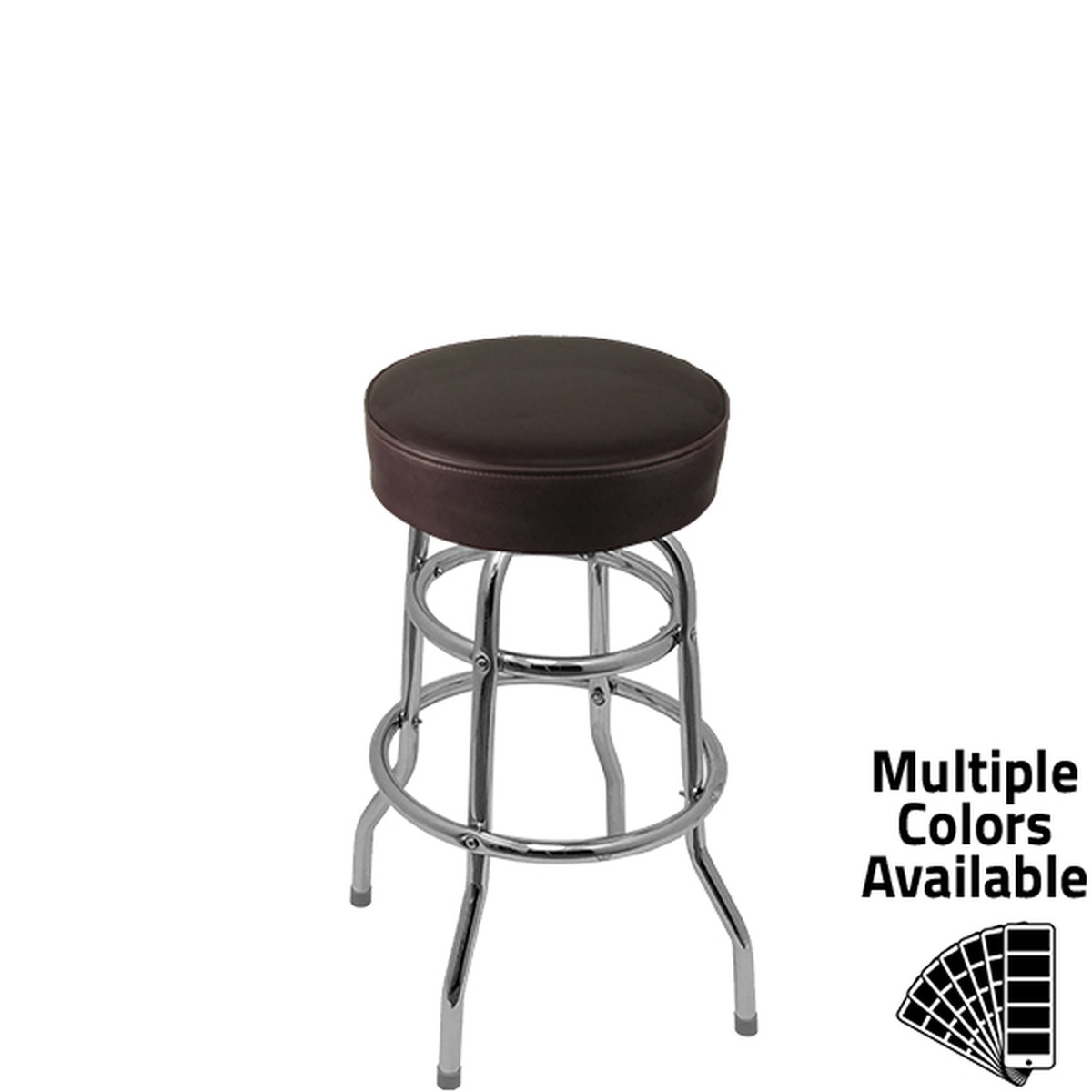 SL2129 Standard Button Top Barstool with double rung chrome swivel frame and round vinyl seat
