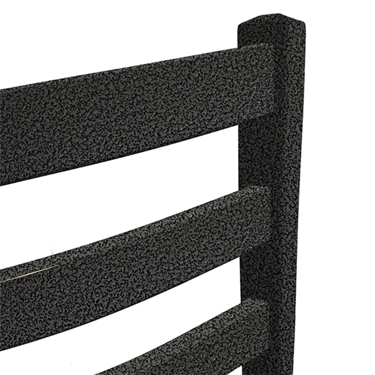 Close-up of the premium silvervein wrinkle finish on the ladderback barstool steel frame
