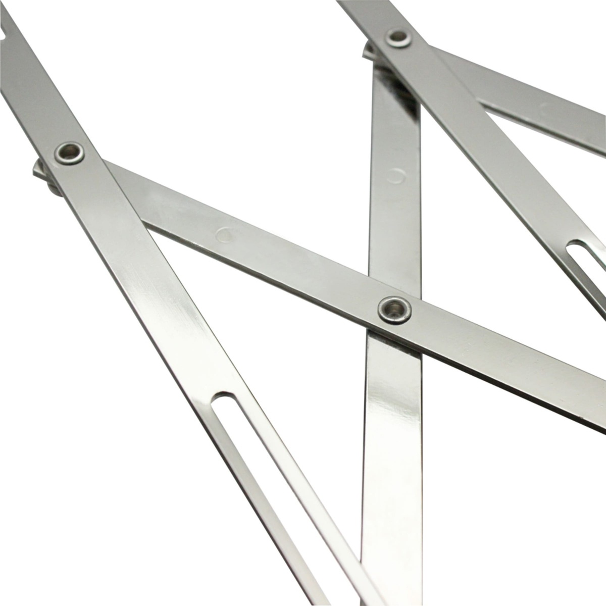 Close-up detail of stainless steel scissor-arm joints and pivot hardware on the Thunder Group SLADD06 dough divider