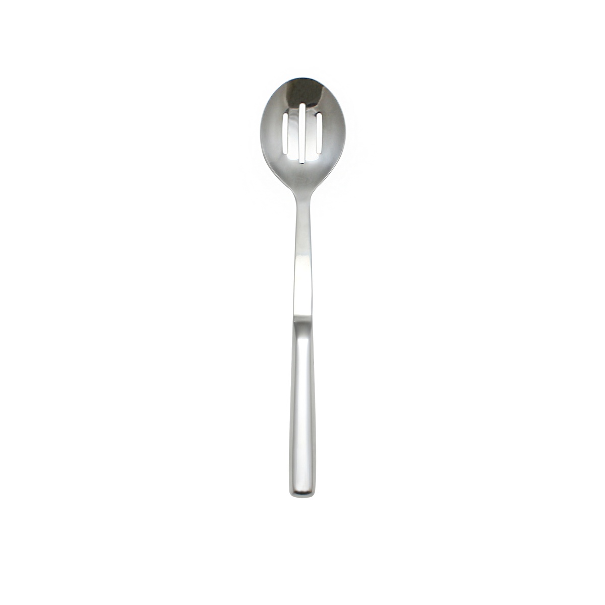 Thunder Group SLBF002 12-inch stainless steel slotted serving spoon with mirror-polished finish and finger grip handle