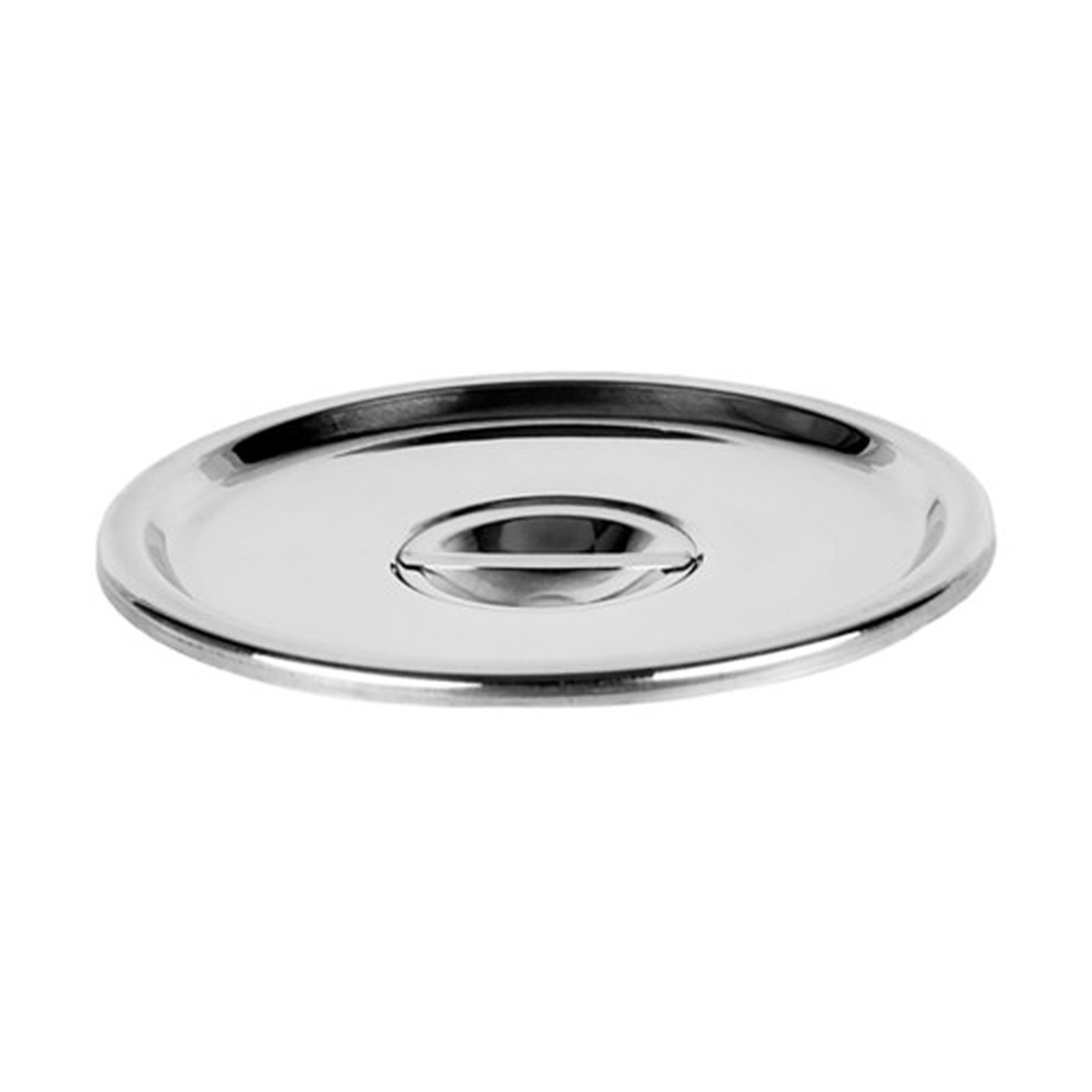 Thunder Group SLBM012 stainless steel bain marie cover with center handle and rolled edge, top-angle view on white background