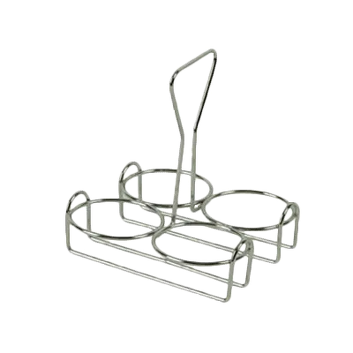 Thunder Group SLCJH004 stainless steel wire tabletop condiment rack with four circular jar holders and center carry handle