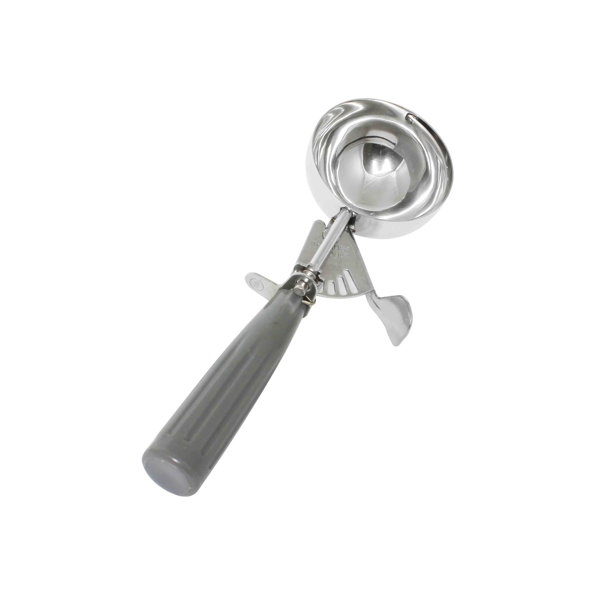 Thunder Group SLDS008 4 oz grey handle stainless steel disher with thumb press release mechanism