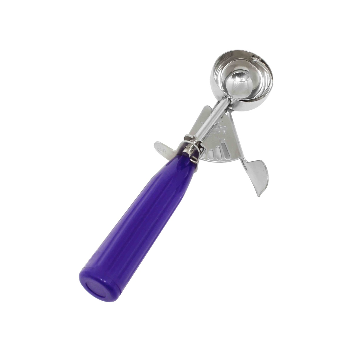 Thunder Group SLDS040 #40 orchid disher with purple polypropylene handle and stainless steel round bowl