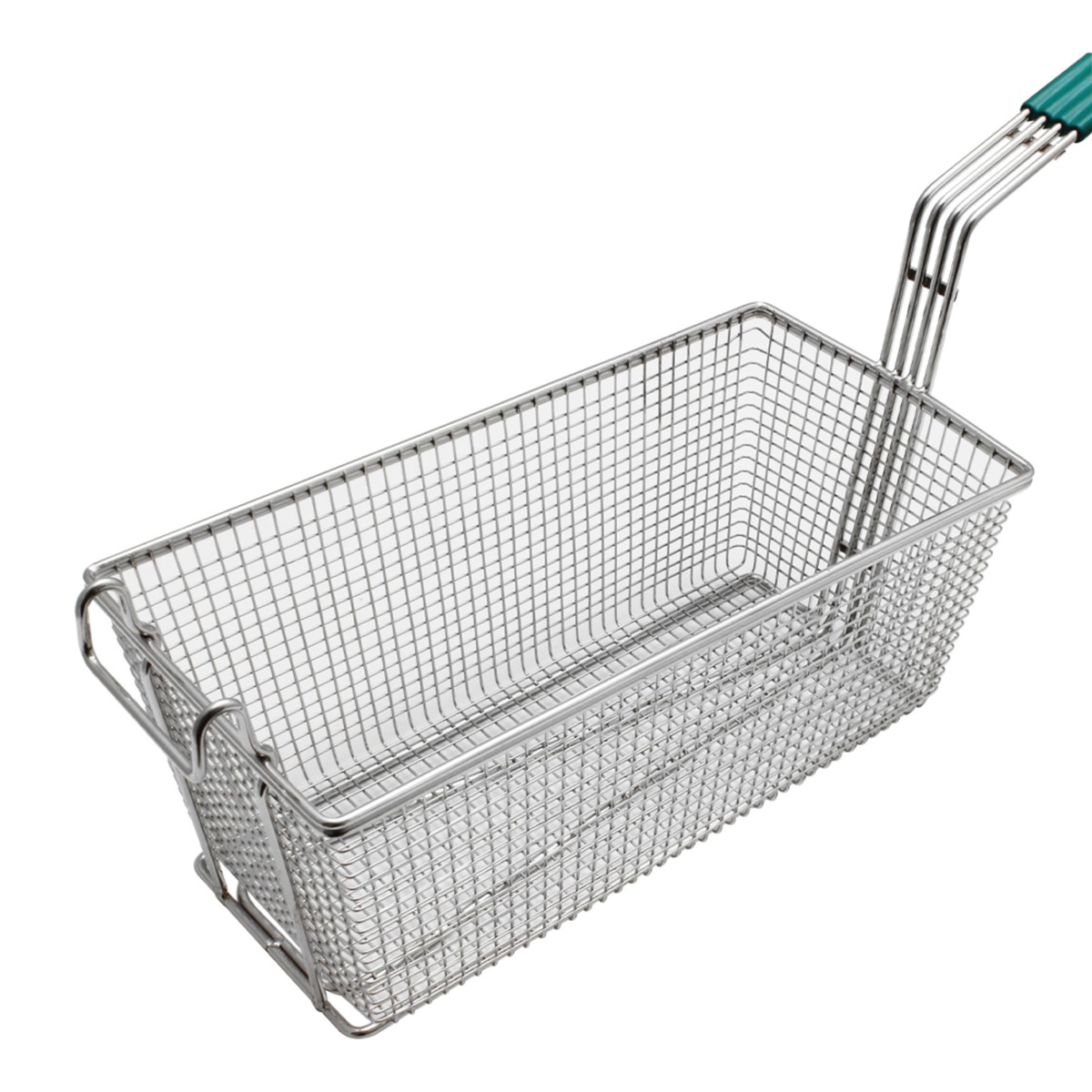 Close-up of Thunder Group SLFB004 fryer basket showing rectangular wire mesh and front hook