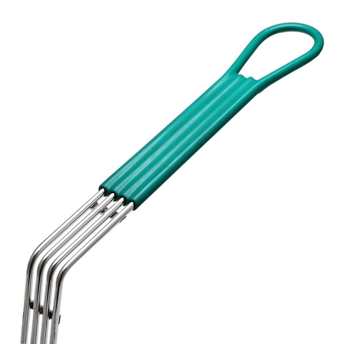 Close-up of coated green handle on Thunder Group SLFB004 fryer basket