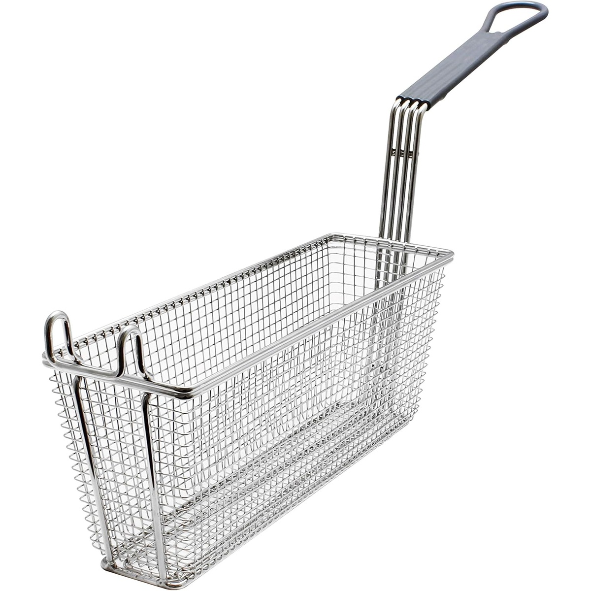 Thunder Group SLFB007 rectangular fryer basket with gray coated handle and front hook