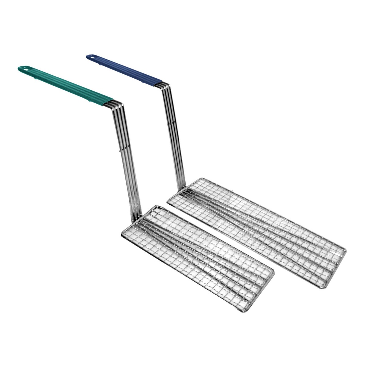 Thunder Group SLFBP010 fry basket press with flat wire mesh panel and green handle