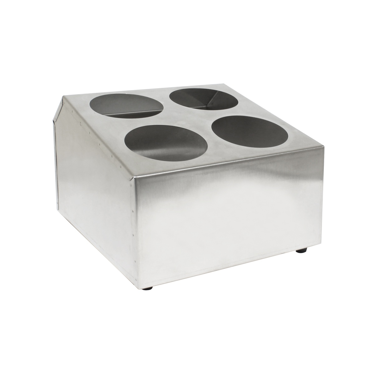 Thunder Group SLFC004 stainless steel 4-hole flatware cylinder holder on white background