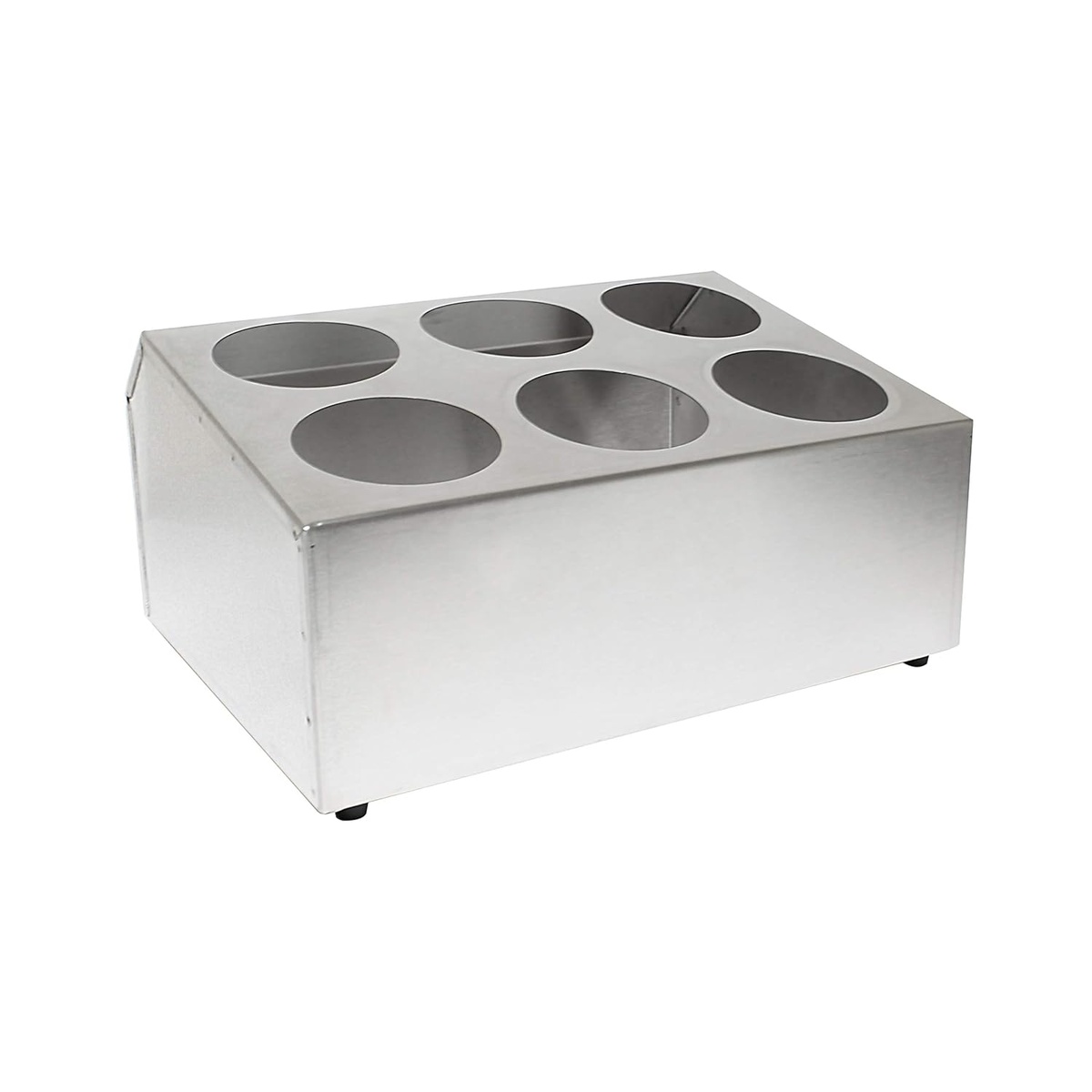 Thunder Group SLFC006 stainless steel 6-hole flatware cylinder holder on white background