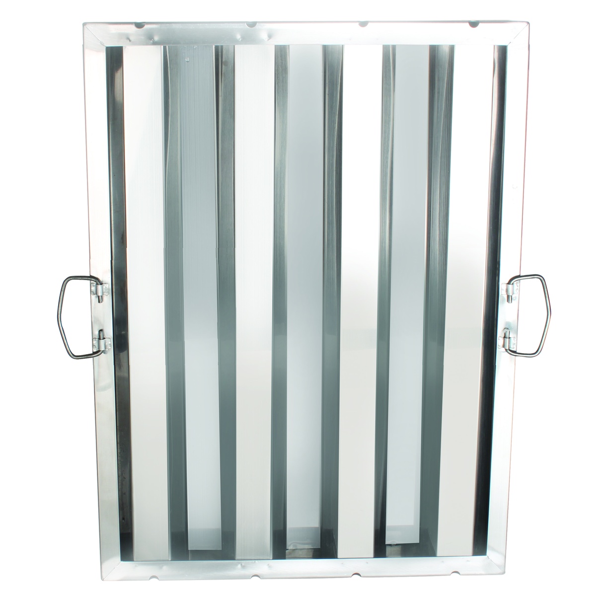 Thunder Group SLHF1625 stainless steel hood filter with baffle design and drop handles on white background