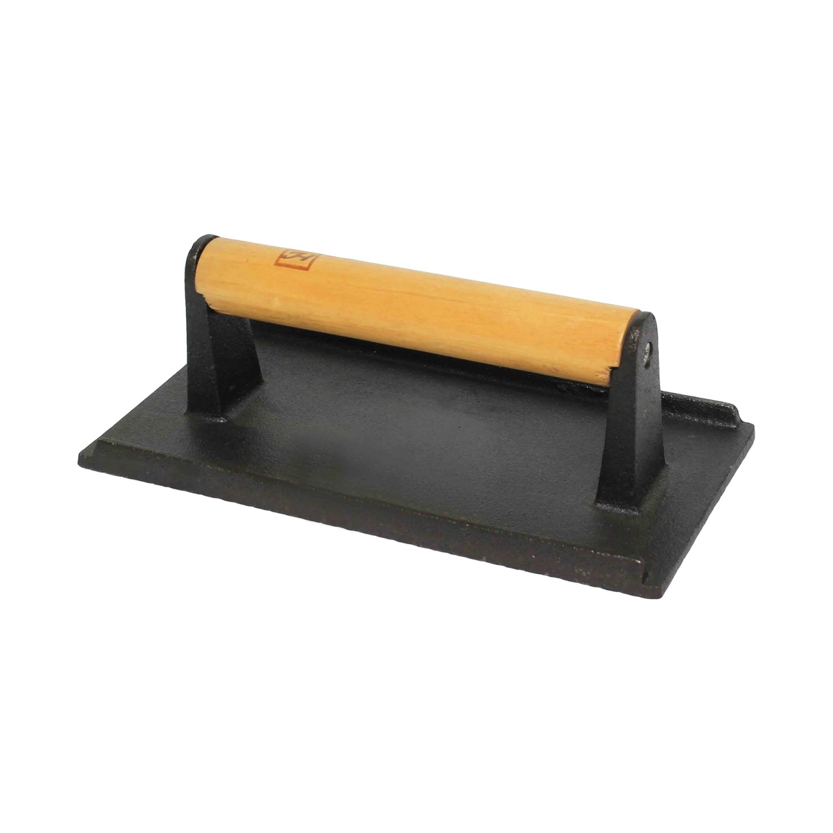 Thunder Group SLKSW095 cast iron steak weight with wooden handle, black finish, rectangular shape