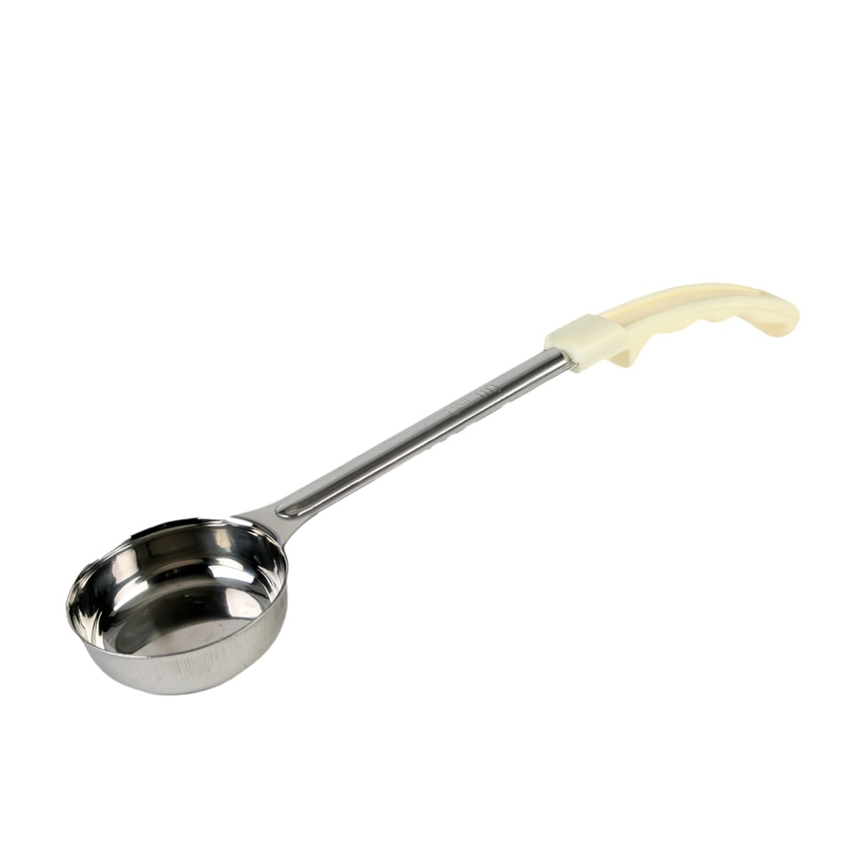 Thunder Group SLLD003A 3 oz solid portion control spoon with stainless steel bowl and ivory plastic handle