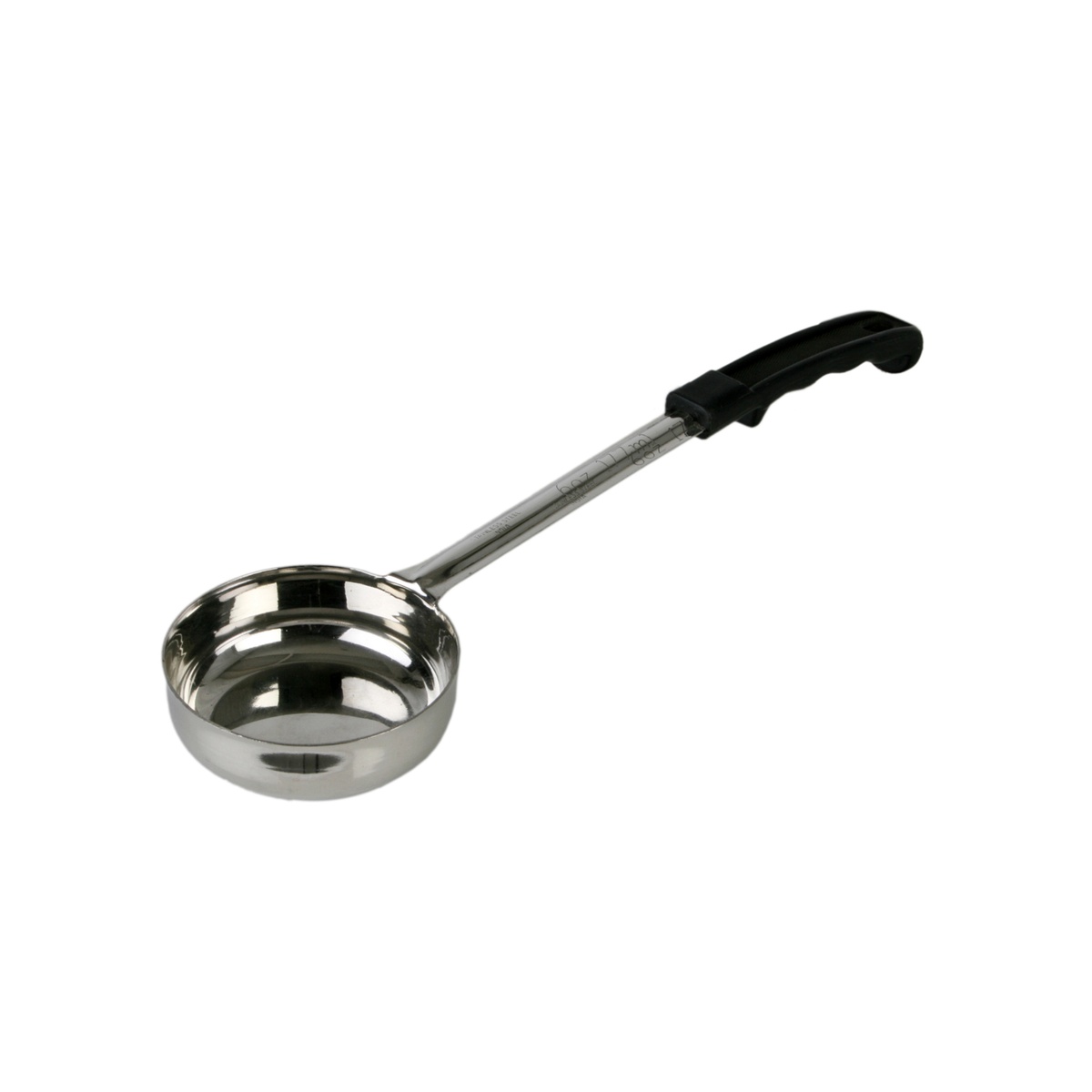Thunder Group SLLD006A 6 oz solid stainless steel portion controller ladle with black plastic handle