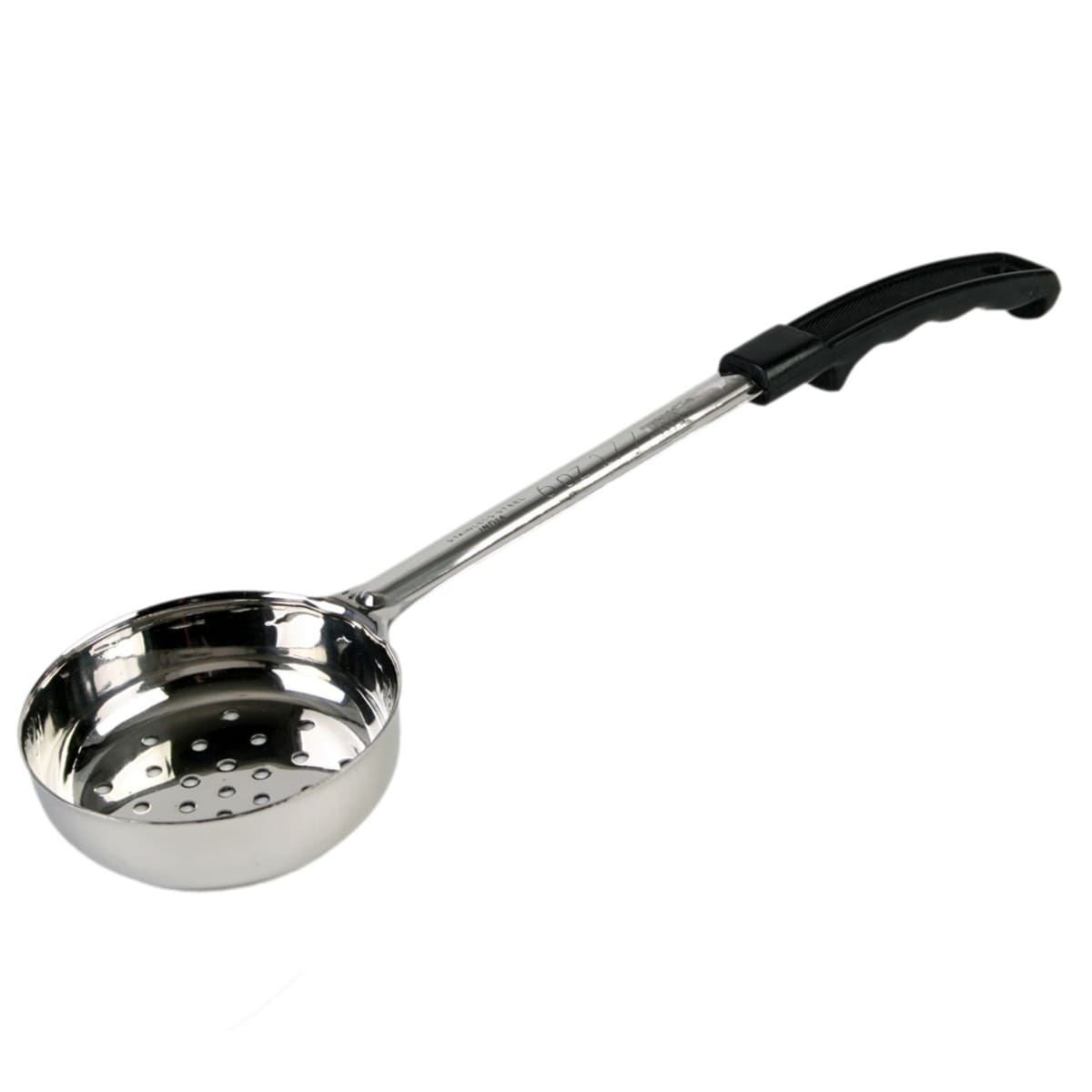 Thunder Group SLLD106PA 6 oz perforated portion spoon with stainless steel bowl and black plastic handle