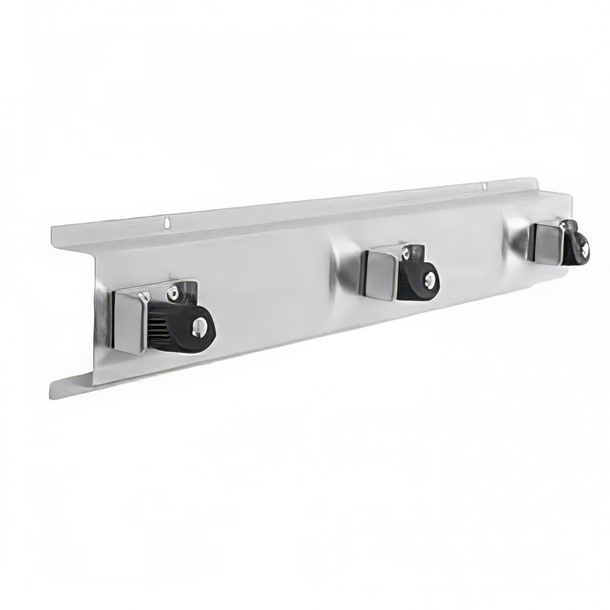 Thunder Group SLMBH024 24-inch stainless steel wall mount mop and broom holder with three spring-loaded rubber clips