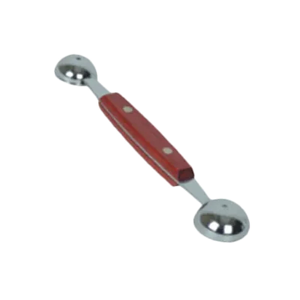 Thunder Group SLMLB002 dual-head melon baller with stainless steel scoops and riveted wooden handle