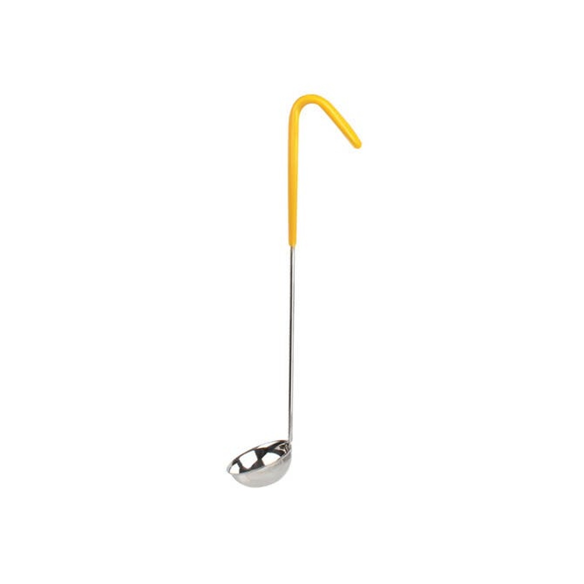 Thunder Group SLOL202 1 oz stainless steel serving ladle with yellow vinyl color-coded handle