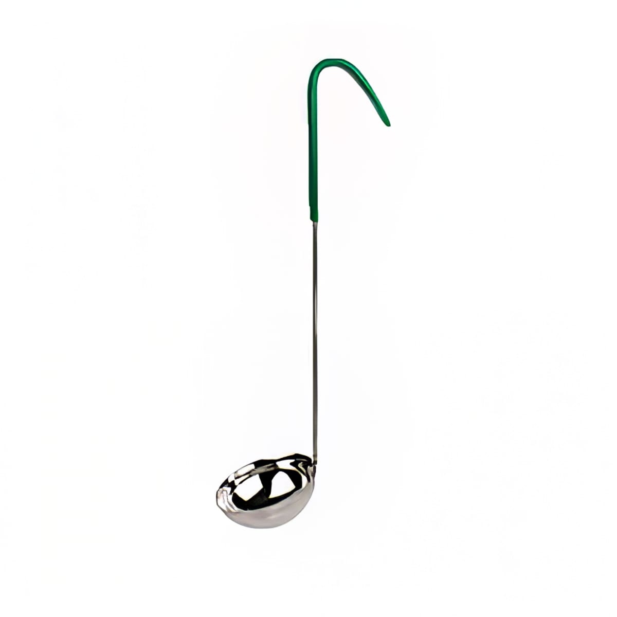 Thunder Group SLOL205 4 oz stainless steel serving ladle with green vinyl handle