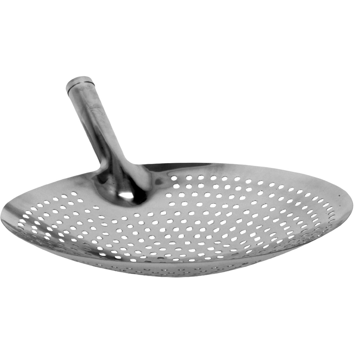 Thunder Group SLOS002 12-inch perforated stainless steel oil skimmer with angled handle, side view