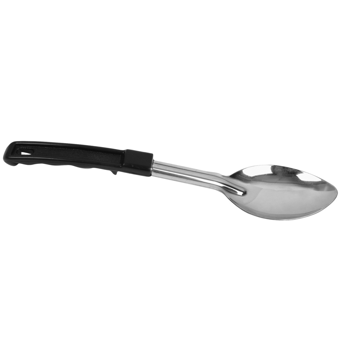 Thunder Group SLPBA311 15-inch solid stainless steel basting spoon with black polypropylene handle