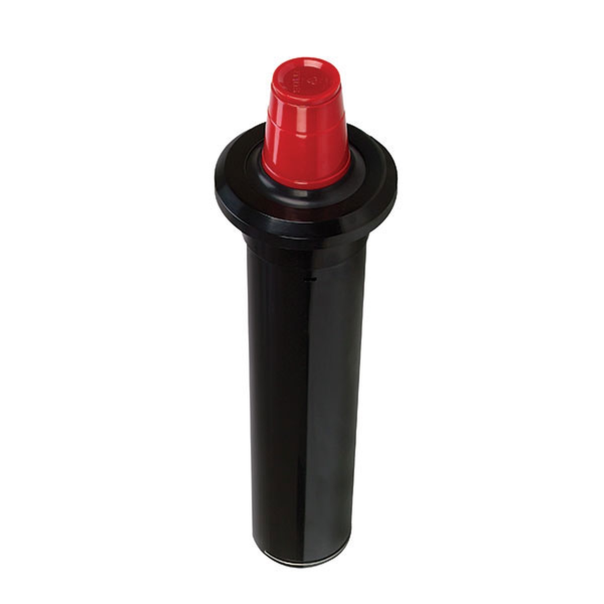 Dispense-Rite SLR-2F cup dispenser in upright position showing red cup seated in the black bezel ring