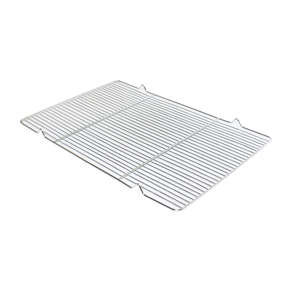 Thunder Group SLRACK1624 chrome-plated wire cooling rack, angled view showing built-in feet and wire grid structure