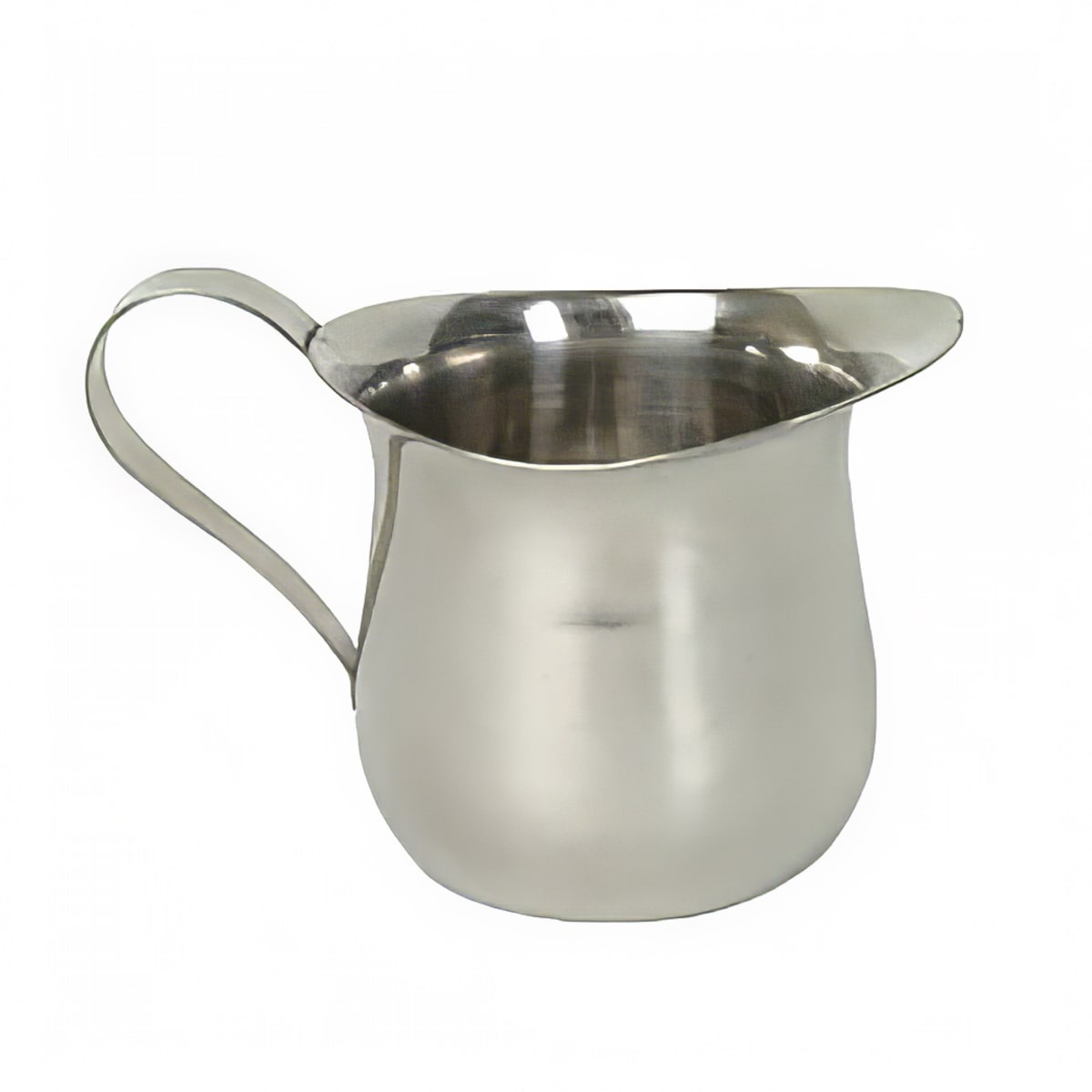 Thunder Group SLRBC002 5 oz stainless steel bell creamer with mirror finish, loop handle, and open-rim spout