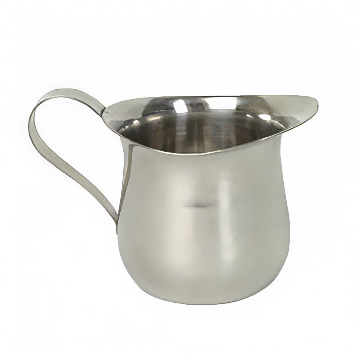 Thunder Group SLRBC003 8 oz mirrored stainless steel bell creamer with loop handle and open rim