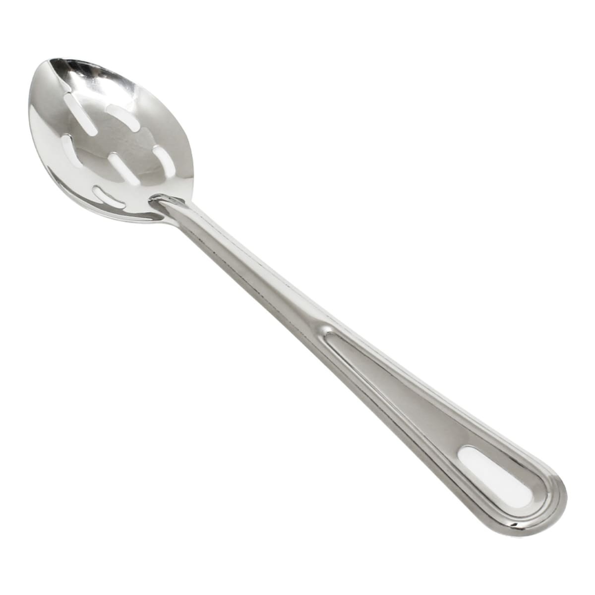 Thunder Group SLSBA112 11-inch slotted stainless steel basting spoon with flat handle and hanging hole