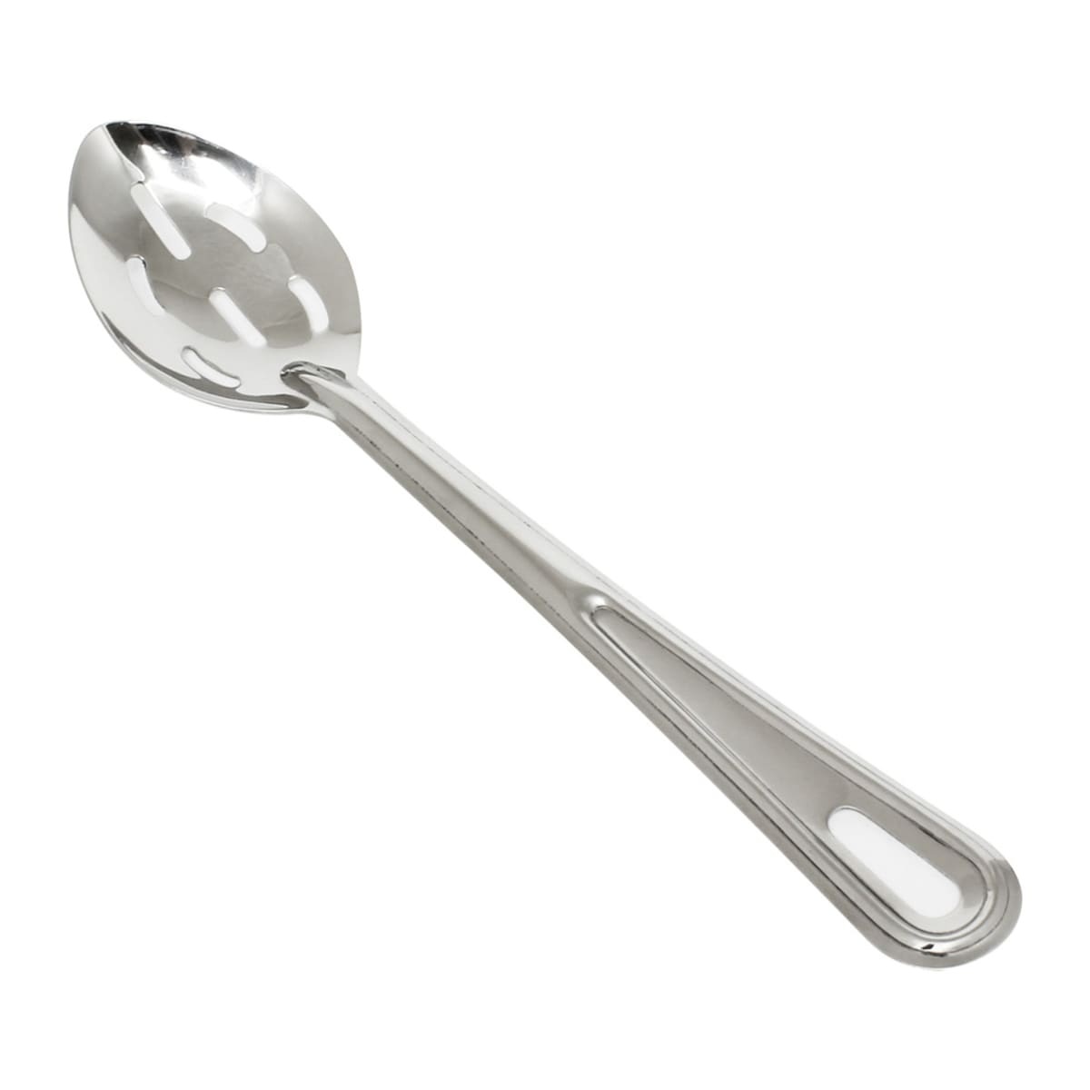 Thunder Group SLSBA212 13-inch slotted stainless steel basting spoon with flat handle and hanging hole