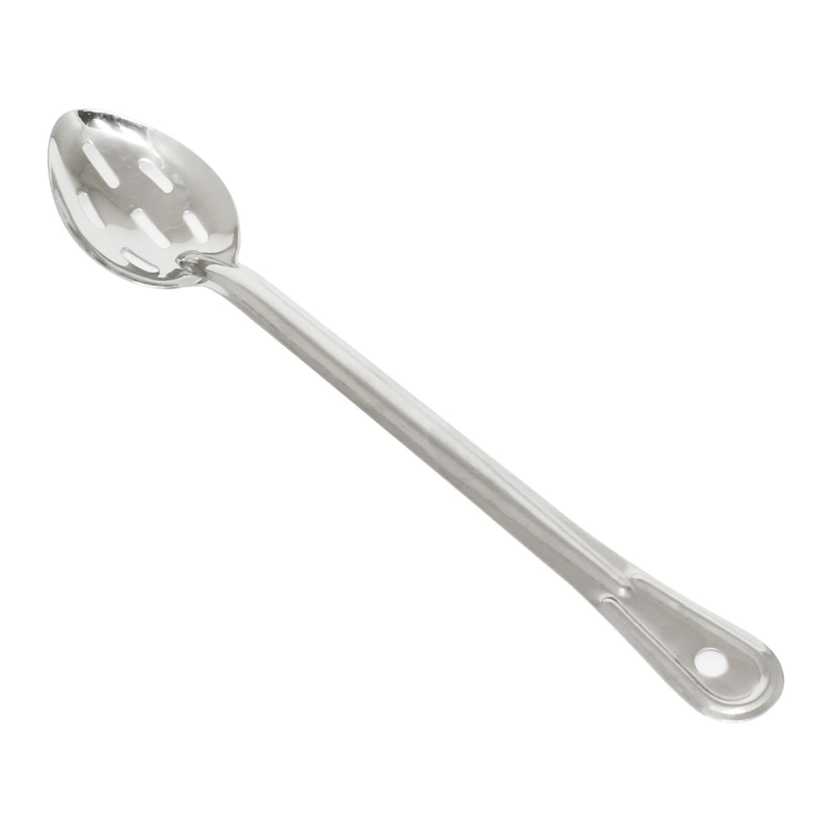 Thunder Group SLSBA312 15-inch stainless steel slotted basting spoon with flat handle and hanging hole