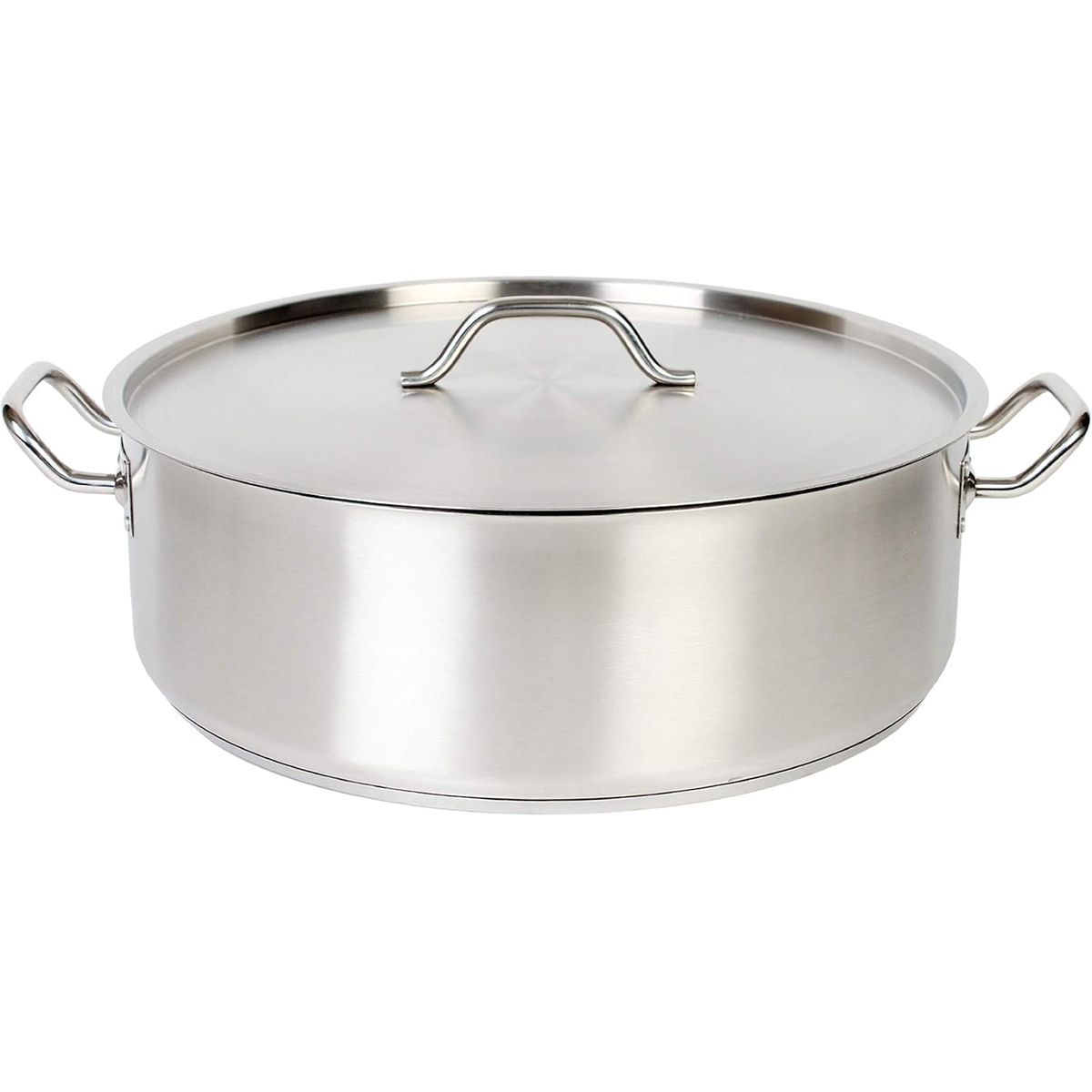 Thunder Group SLSBP025 25 Qt stainless steel brazier with fitted cover and loop handles