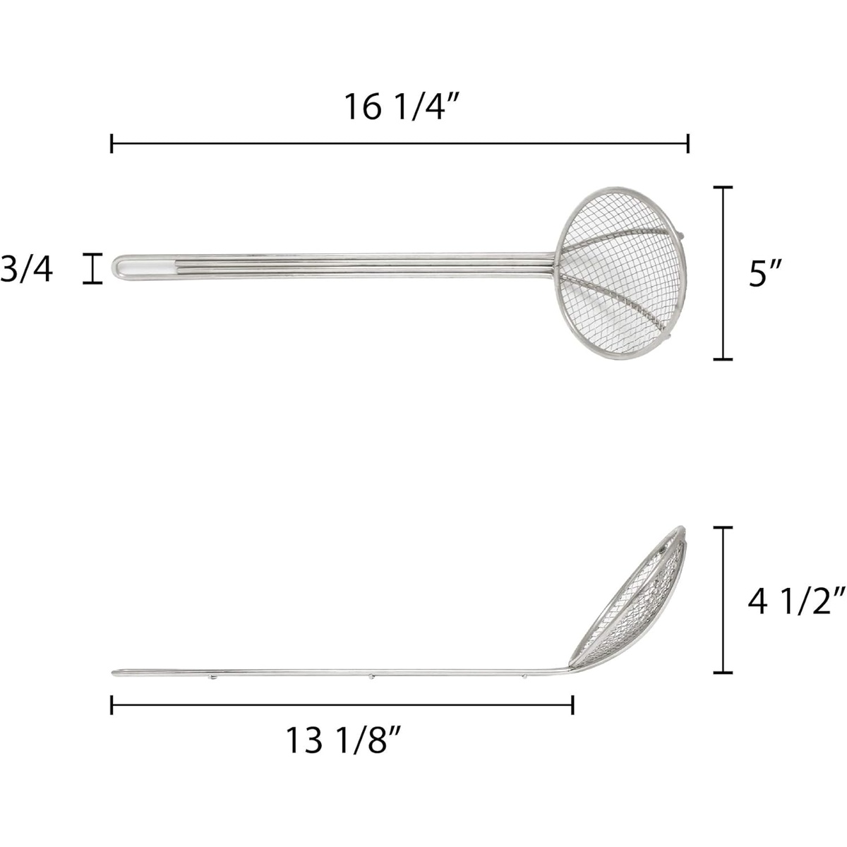 Thunder Group SLSKR513 skimmer dimension diagram showing 16-1/4 inch total length and 5 inch bowl diameter