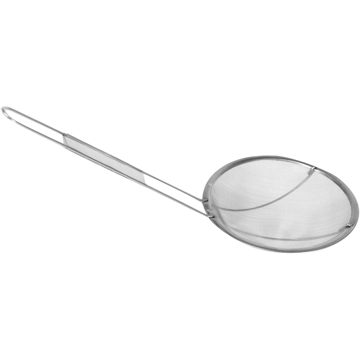 Thunder Group SLSKR70 7-inch round stainless steel fine mesh skimmer with long metal handle